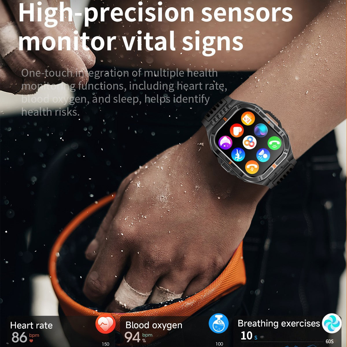 HT38 Smart Watch Bluetooth Calling Flashlight Compass Heart Rate Monitoring Outdoor Sport