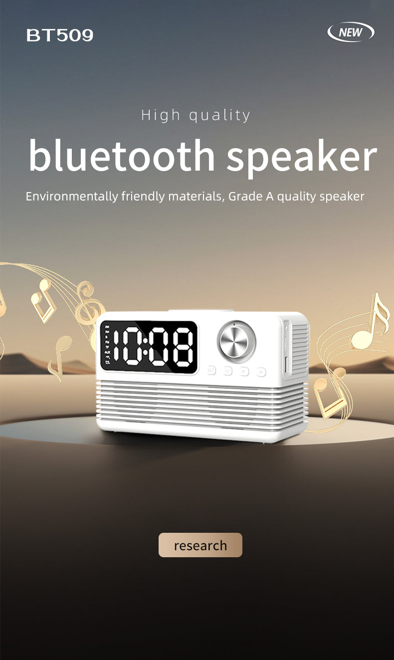 BT509 Bluetooth Speaker Dual Alarm Clock Multi Functional TF Card Suitable for Multi Locations