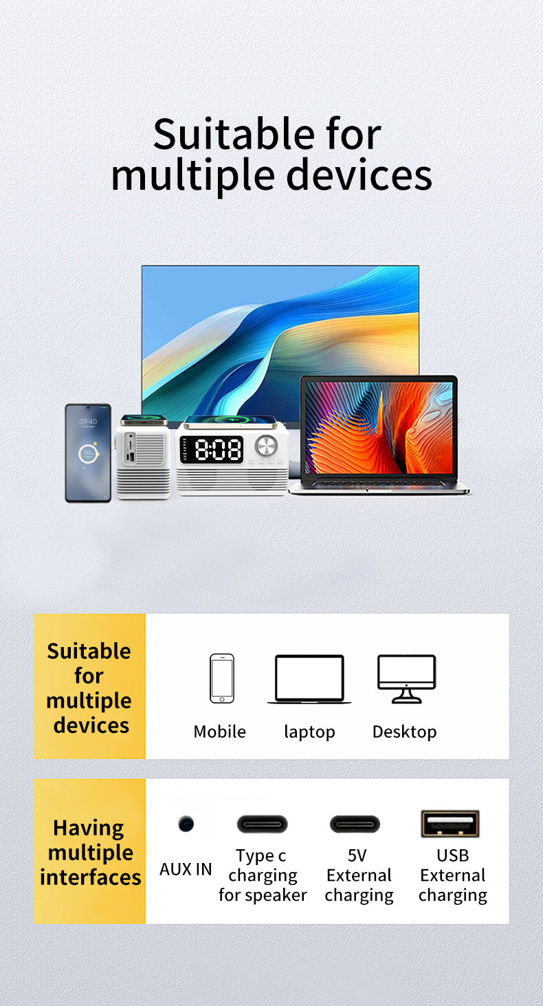 BT509 Bluetooth Speaker Dual Alarm Clock Multi Functional TF Card Suitable for Multi Locations