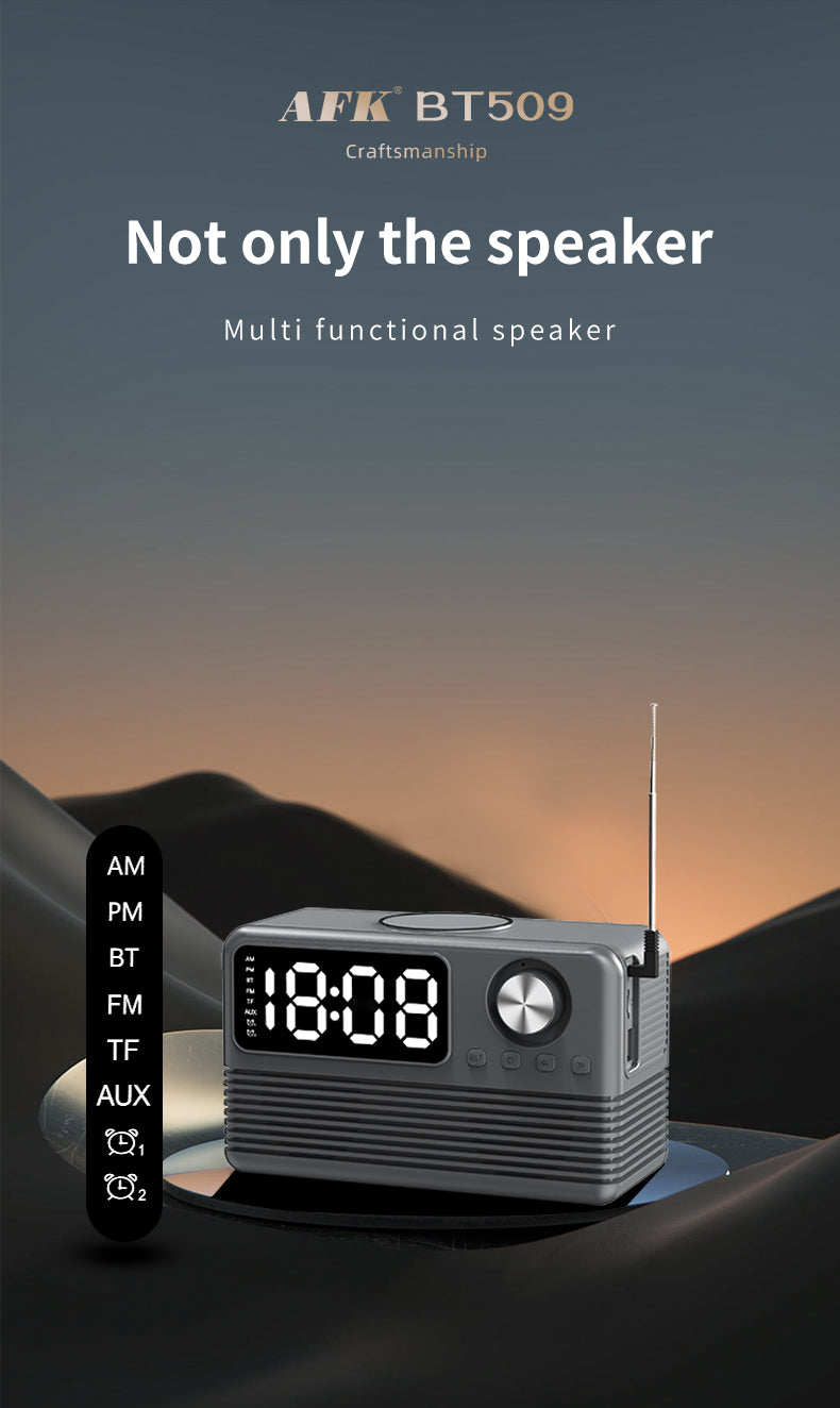 BT509 Bluetooth Speaker Dual Alarm Clock Multi Functional TF Card Suitable for Multi Locations