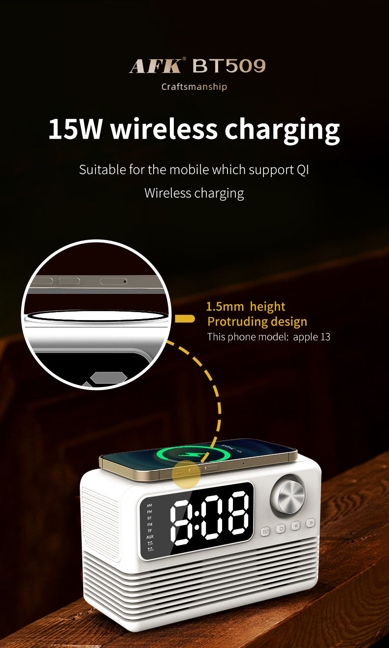 BT509 Bluetooth Speaker Dual Alarm Clock Multi Functional TF Card Suitable for Multi Locations