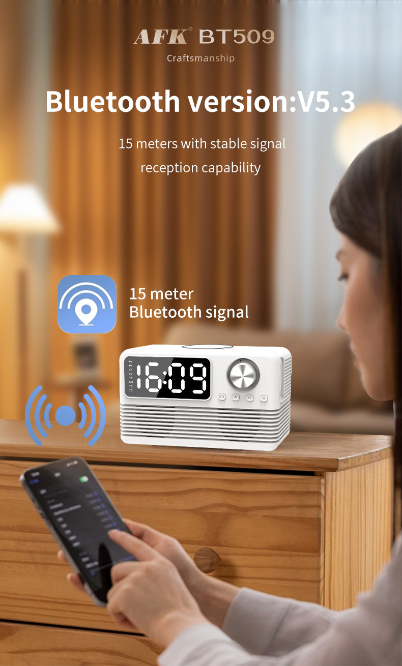 BT509 Bluetooth Speaker Dual Alarm Clock Multi Functional TF Card Suitable for Multi Locations