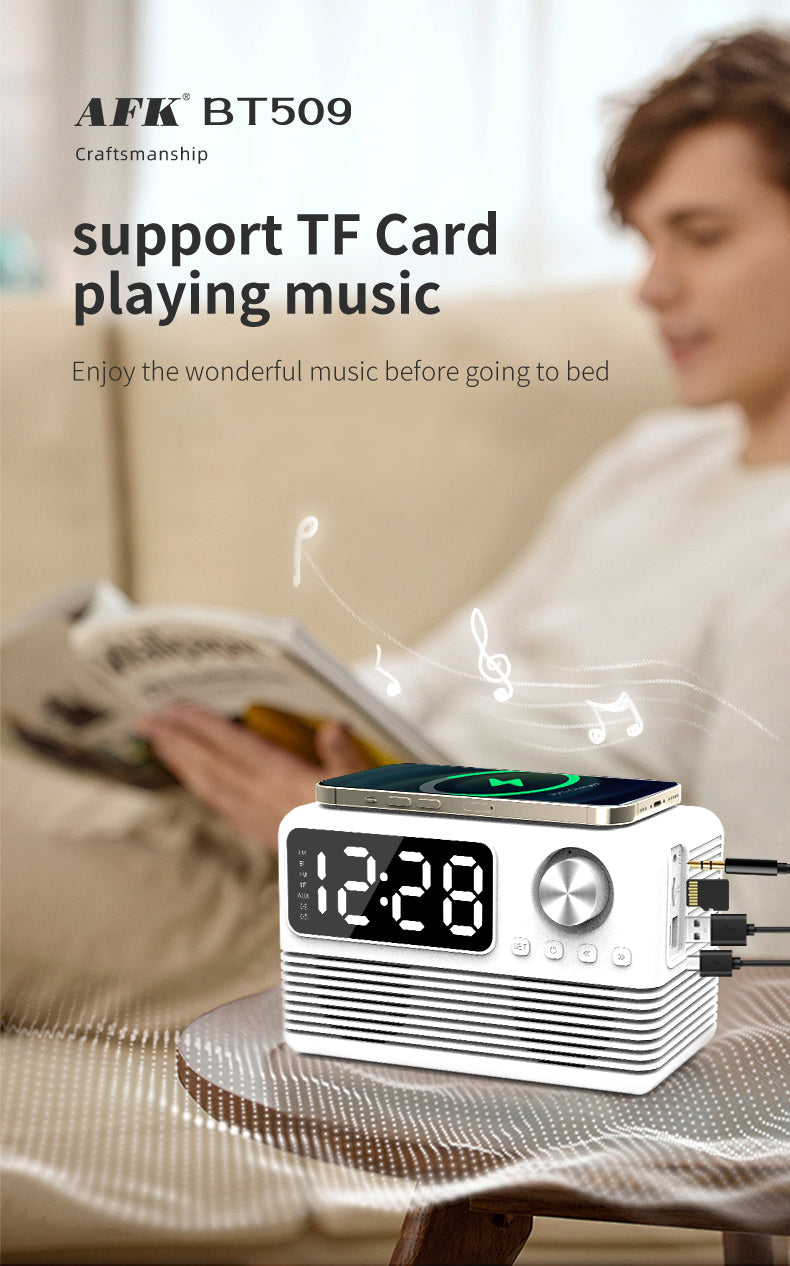 BT509 Bluetooth Speaker Dual Alarm Clock Multi Functional TF Card Suitable for Multi Locations