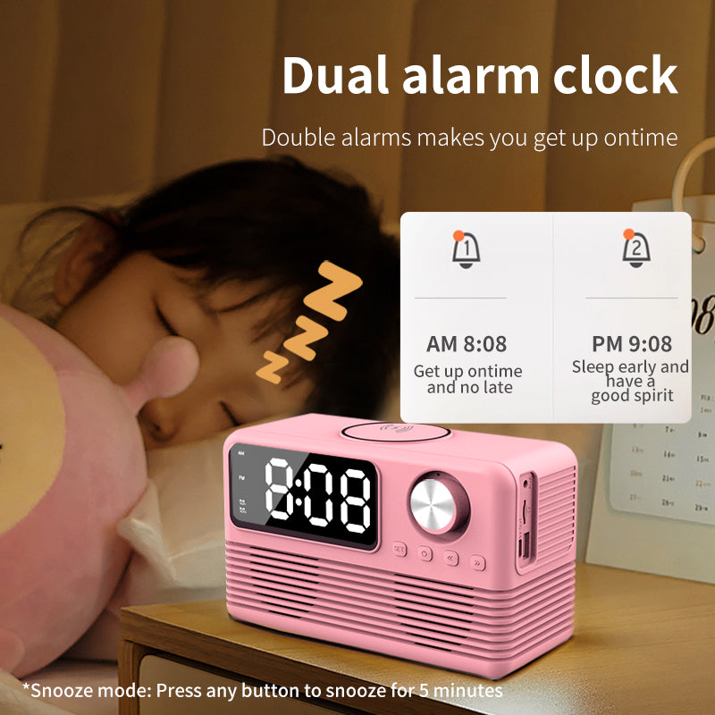 BT509 Bluetooth Speaker Dual Alarm Clock Multi Functional TF Card Suitable for Multi Locations