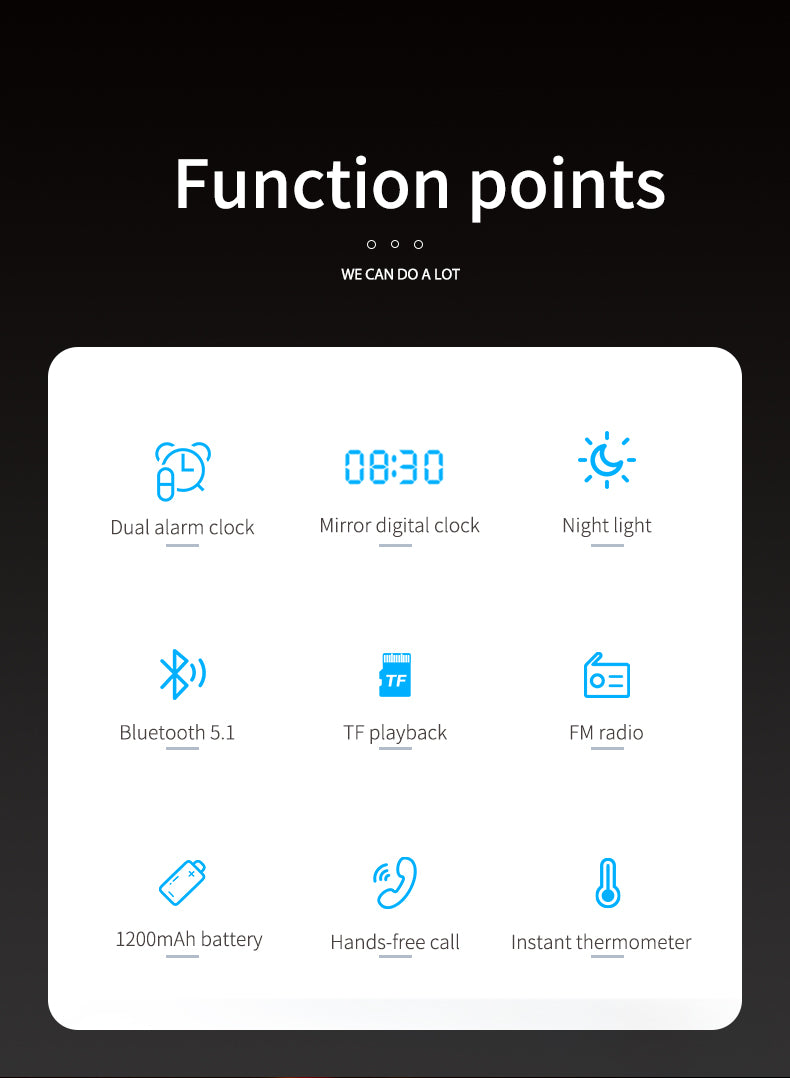 BT511 Bluetooth Speaker With Light, Alarm Clock,  Temperature, TF Card,Broadcast, , Call, FM Radio,  Multifunction, Multi scenarios