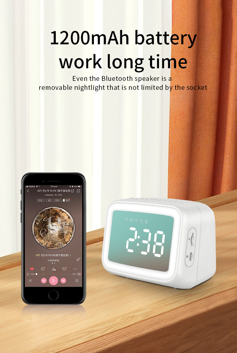 BT511 Bluetooth Speaker With Light, Alarm Clock,  Temperature, TF Card,Broadcast, , Call, FM Radio,  Multifunction, Multi scenarios