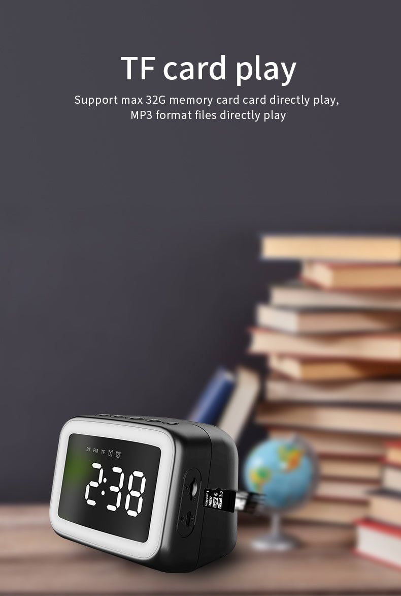 BT511 Bluetooth Speaker With Light, Alarm Clock,  Temperature, TF Card,Broadcast, , Call, FM Radio,  Multifunction, Multi scenarios