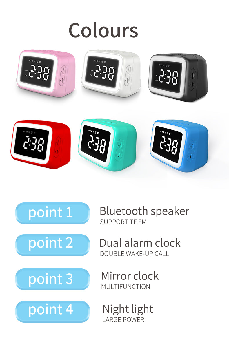 BT511 Bluetooth Speaker With Light, Alarm Clock,  Temperature, TF Card,Broadcast, , Call, FM Radio,  Multifunction, Multi scenarios
