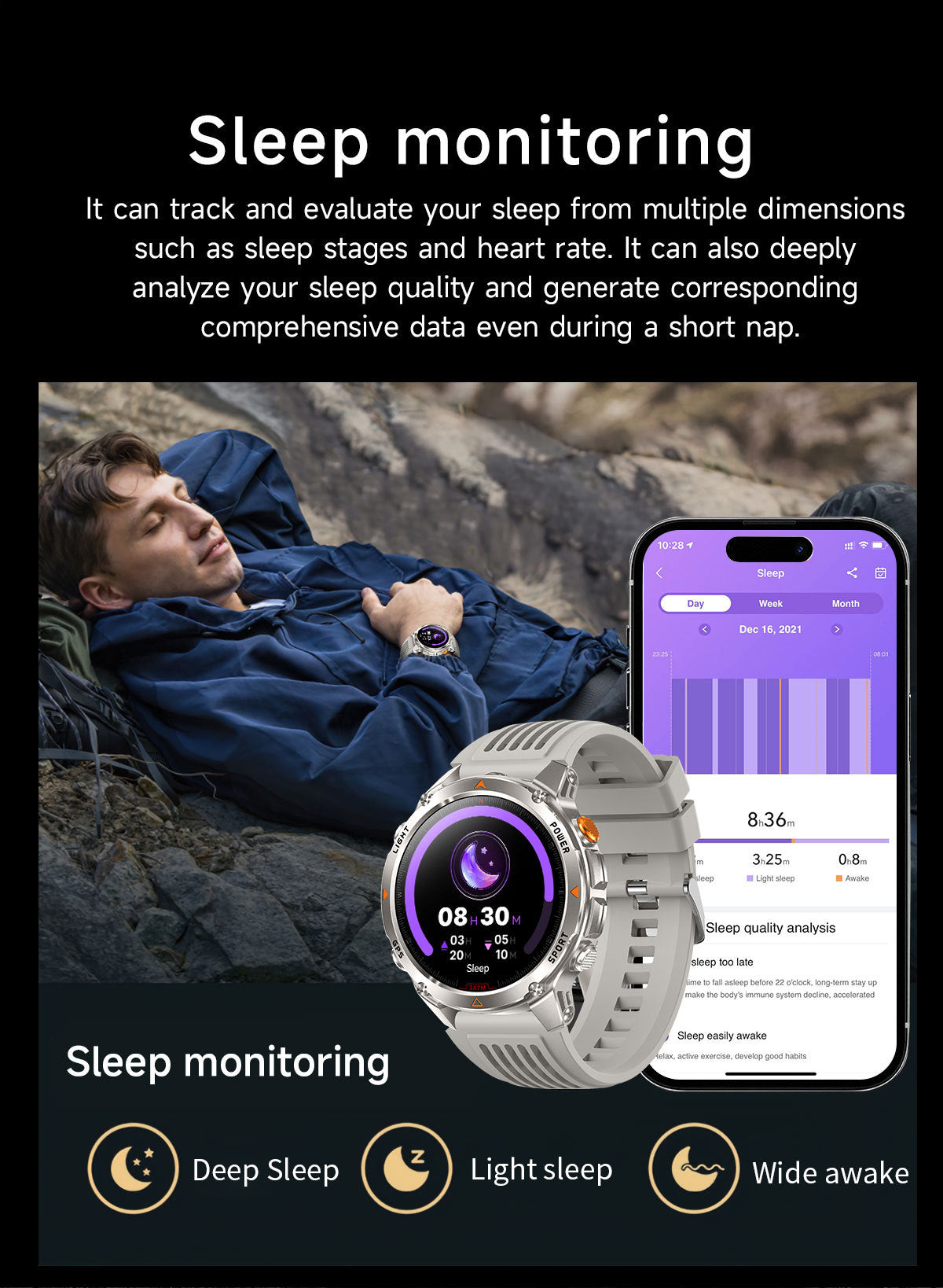 HT37 Smart Watch 1.46" Bluetooth Heart Rate Step GPS Positioning Sport Three Preventions