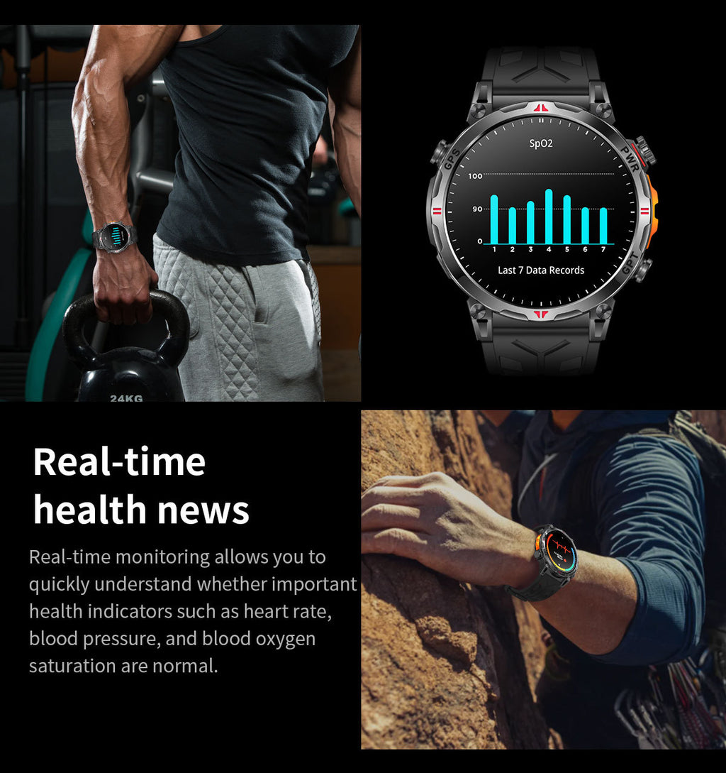 KC93 Smart Watch Heart Rate Blood Oxygen Compass Waterproof Bluetooth Calling GPS Positioning Sport