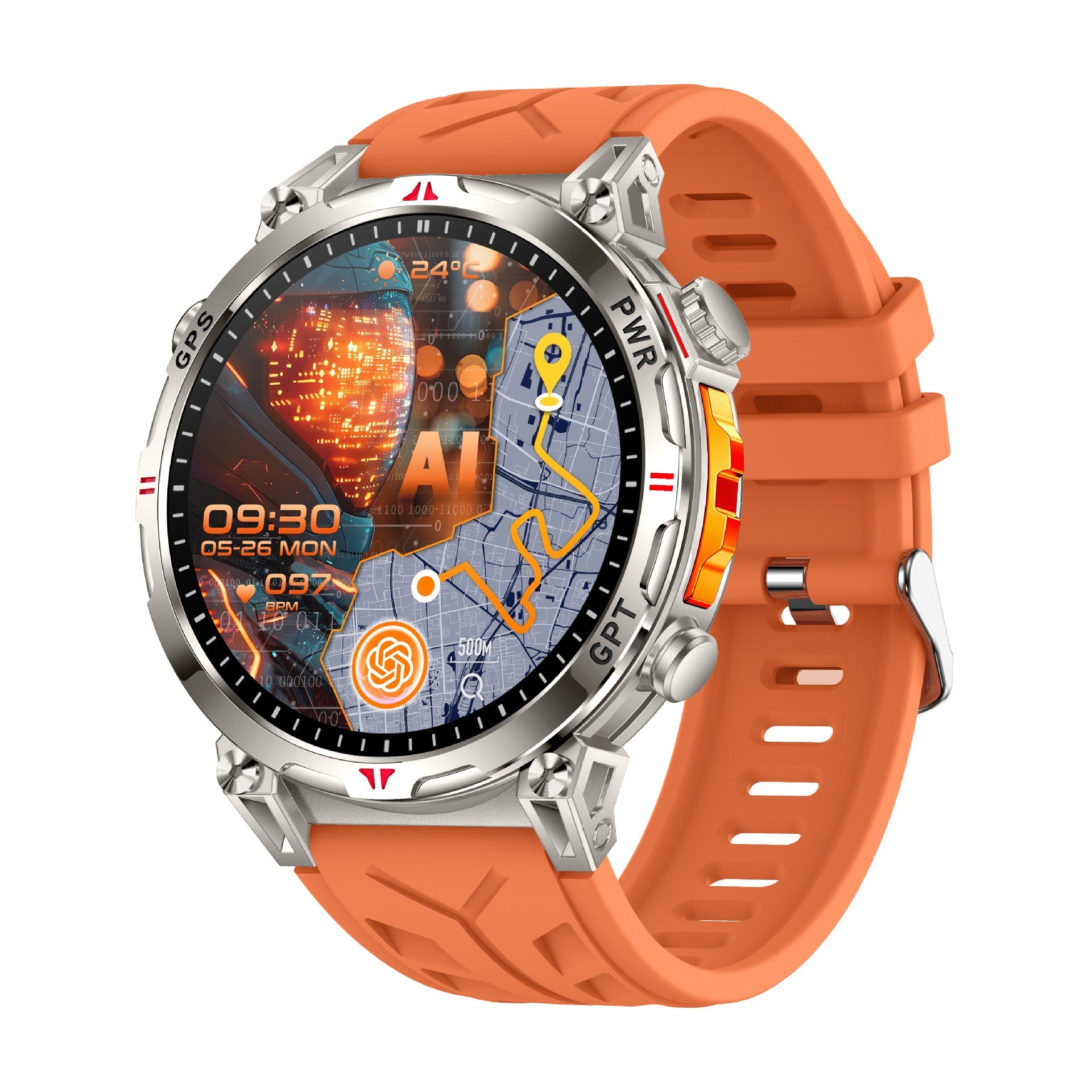 KC93 Smart Watch Heart Rate Blood Oxygen Compass Waterproof Bluetooth Calling GPS Positioning Sport