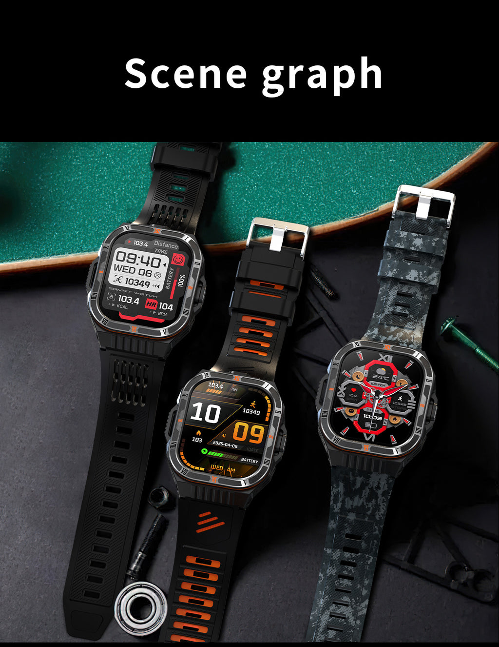 HT38 Smart Watch Bluetooth Calling Flashlight Compass Heart Rate Monitoring Outdoor Sport