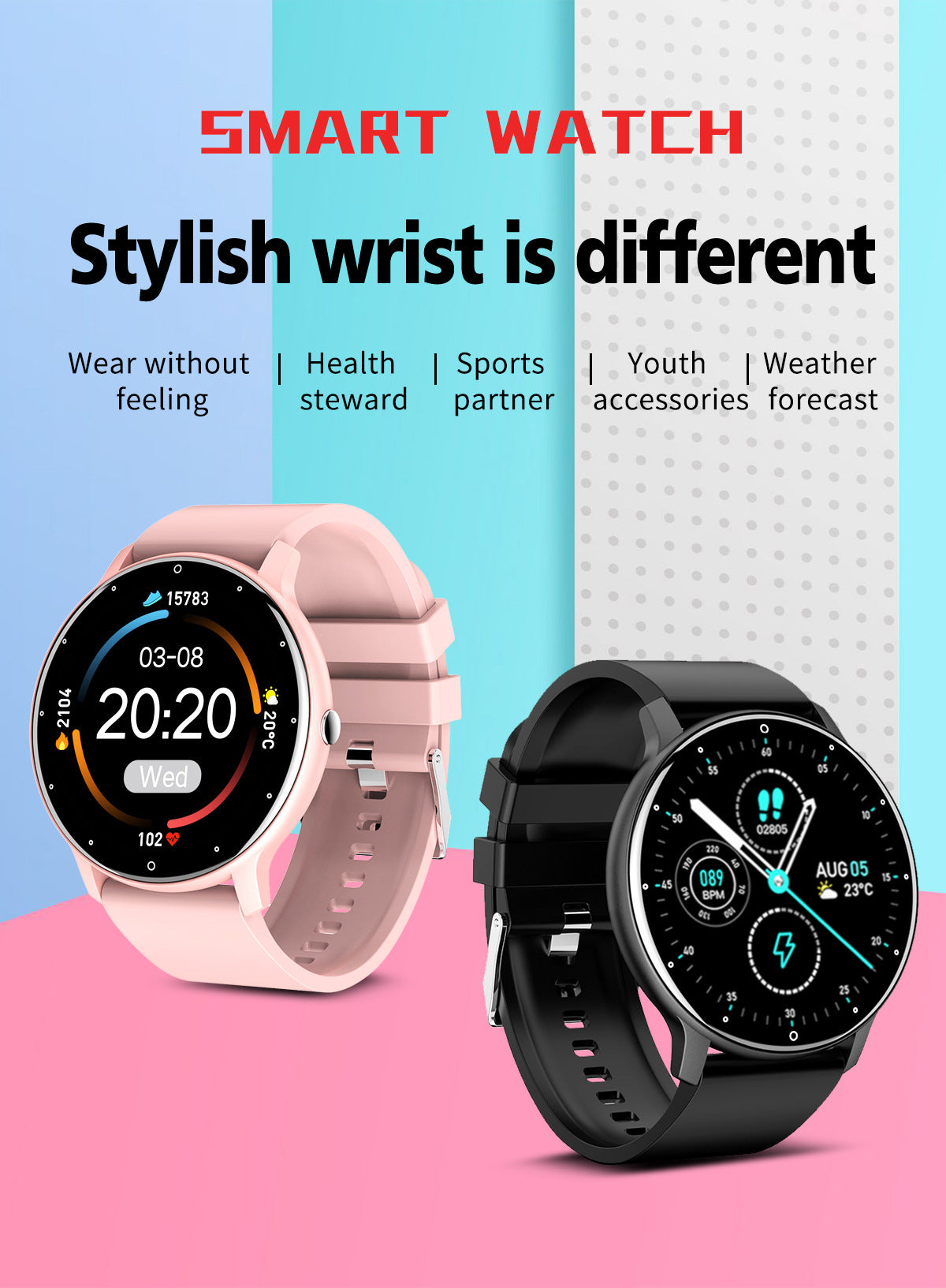 ZL02 Smart Watch  HD Heart Rate Blood Pressure Blood Oxygen IP67