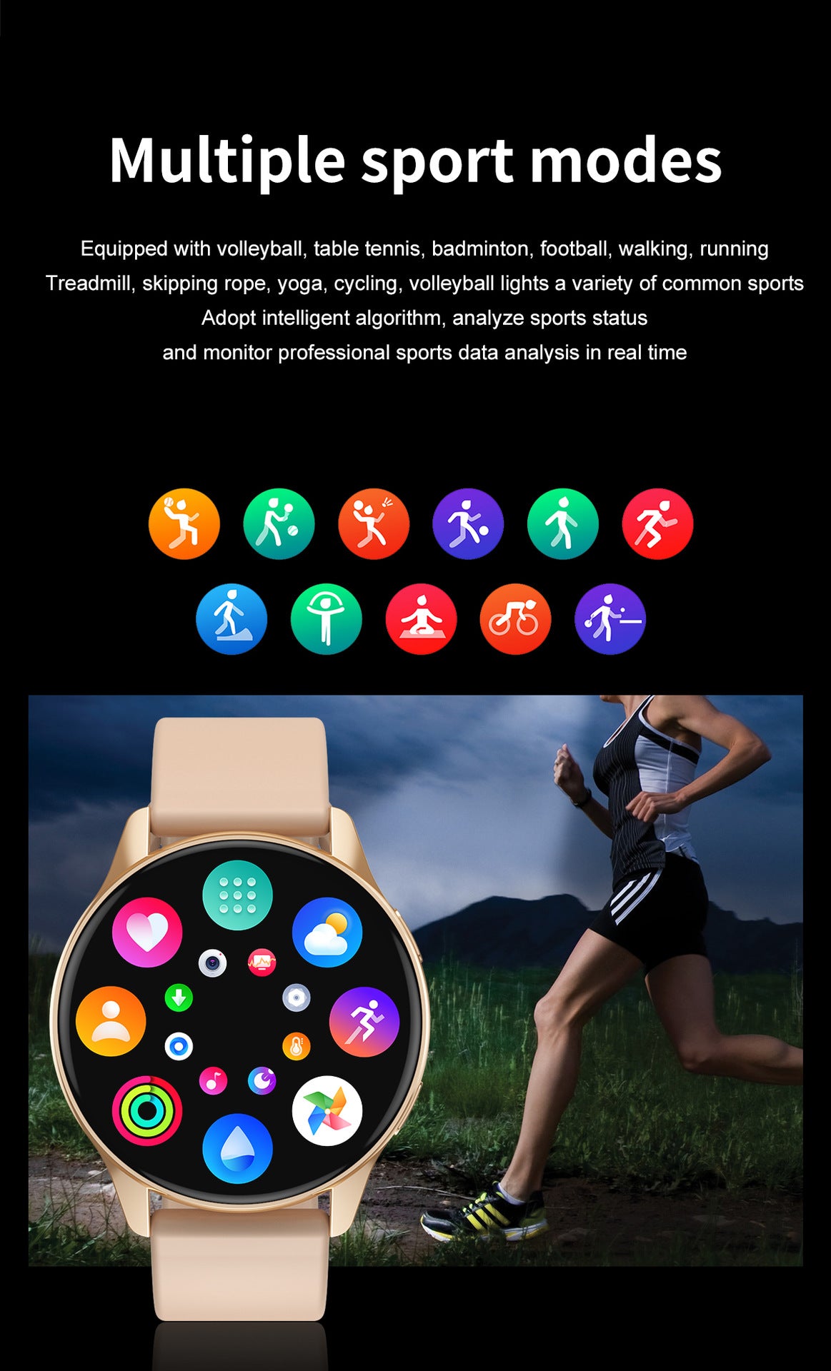 T2 Pro Smart Watch Round Screen Bluetooth Calling Message Notification Sport Record Male/Female