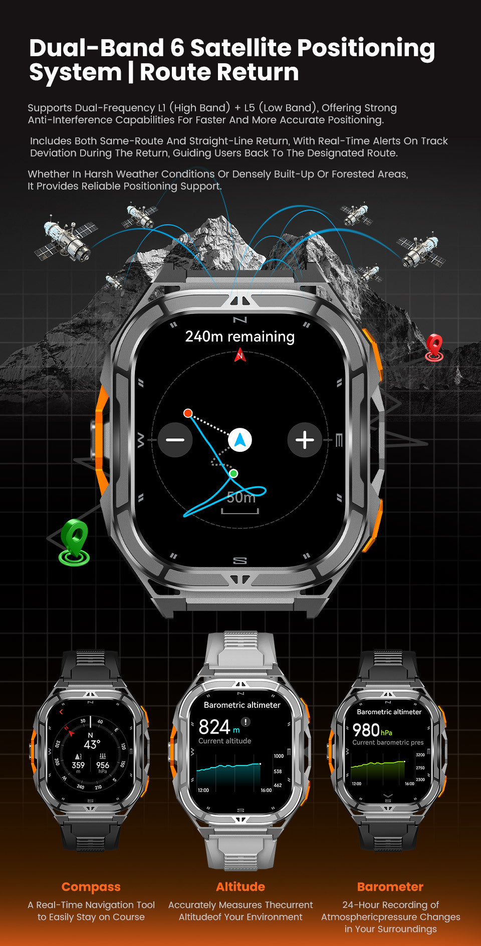 X5 Smart Watch Bluetooth Calling Heart Rate Step Counting Sleep Monitoring Waterproof GPS Positioning Three Prevention
