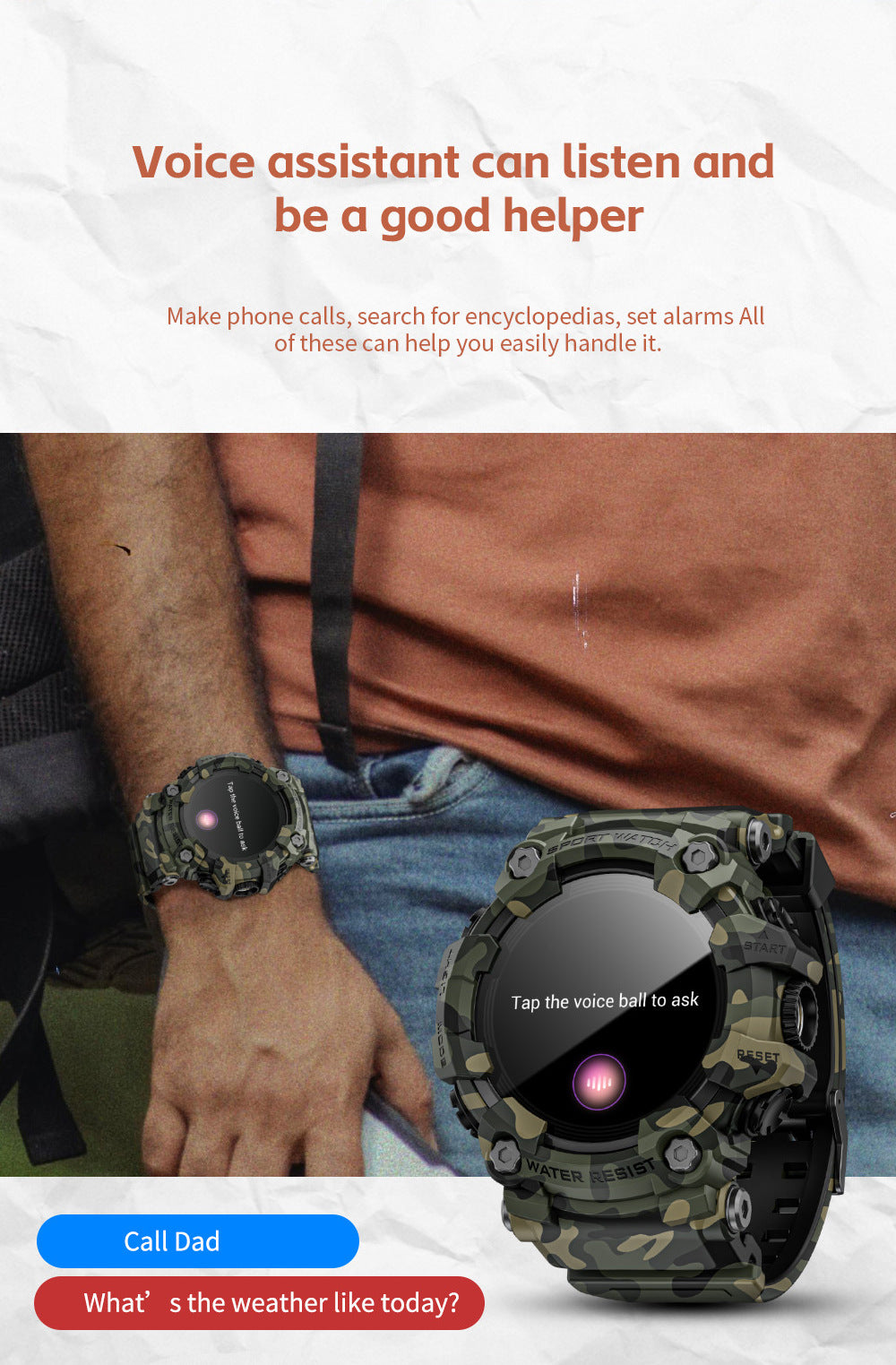 LOKMAT ATTACK GT Smart Watch Bluetooth Calling SOS Compass Out Door Health Monitoring