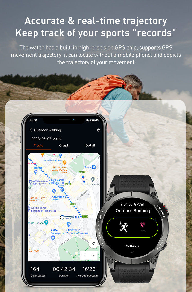S53 Smart Watch 1.43" Bluetooth Calling Heart Rate Step Counting Sleep GPS Positioning Three Prevention Sport