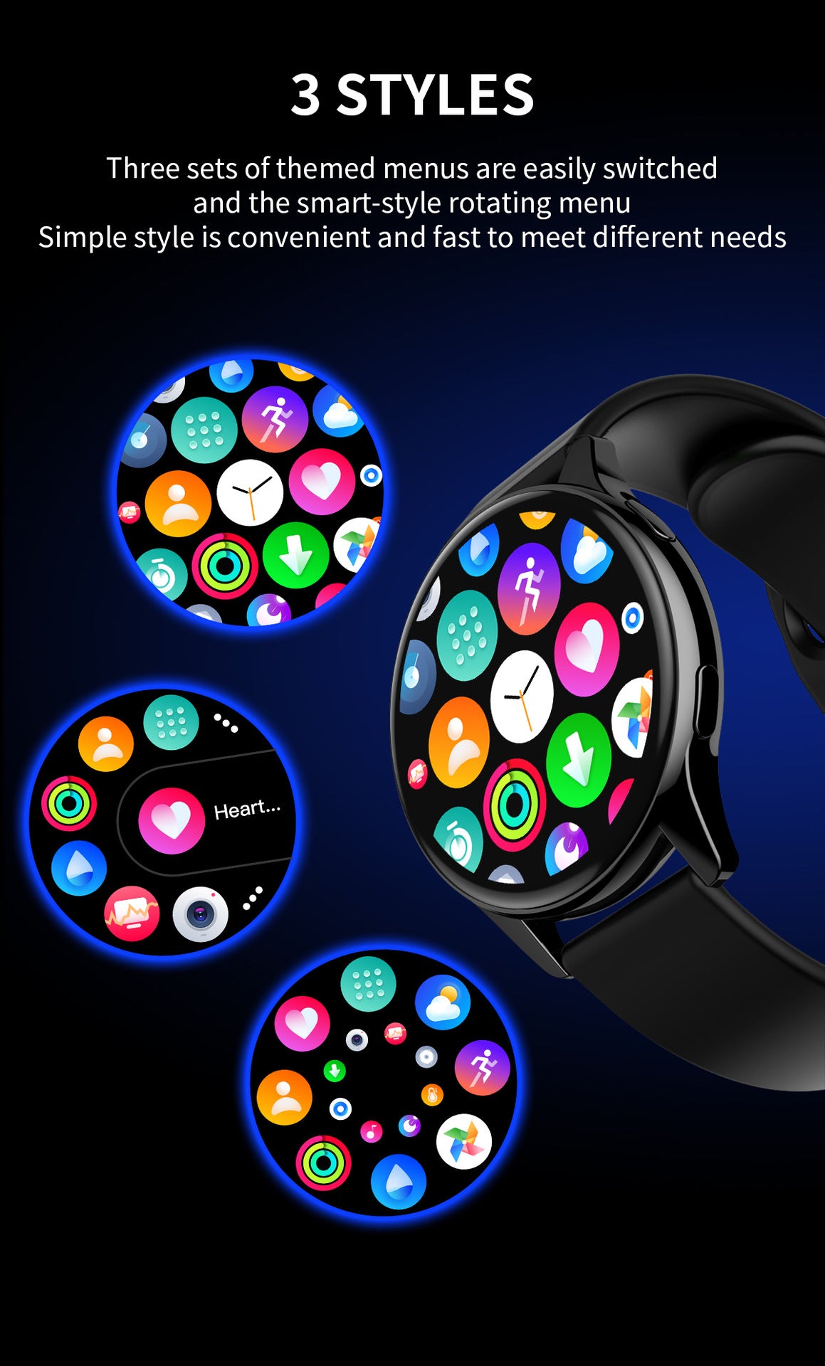 T2 Pro Smart Watch Round Screen Bluetooth Calling Message Notification Sport Record Male/Female