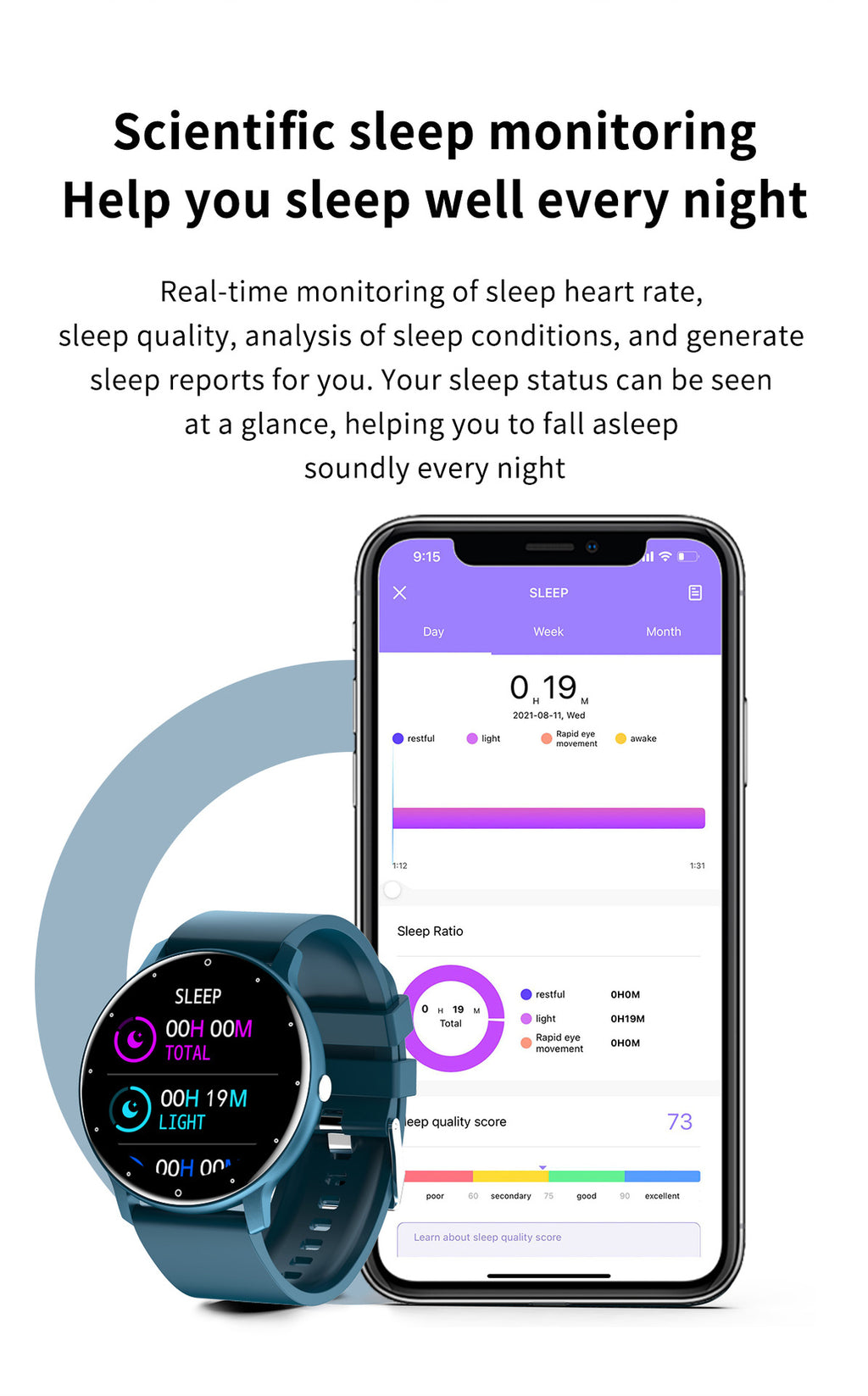 ZL02 Smart Watch  HD Heart Rate Blood Pressure Blood Oxygen IP67