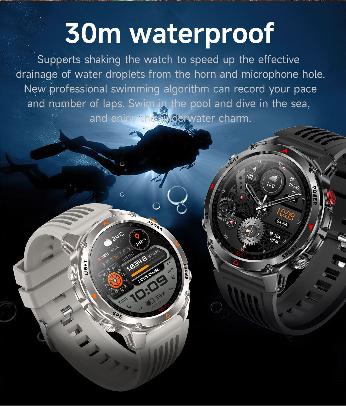 HT37 Smart Watch 1.46" Bluetooth Heart Rate Step GPS Positioning Sport Three Preventions