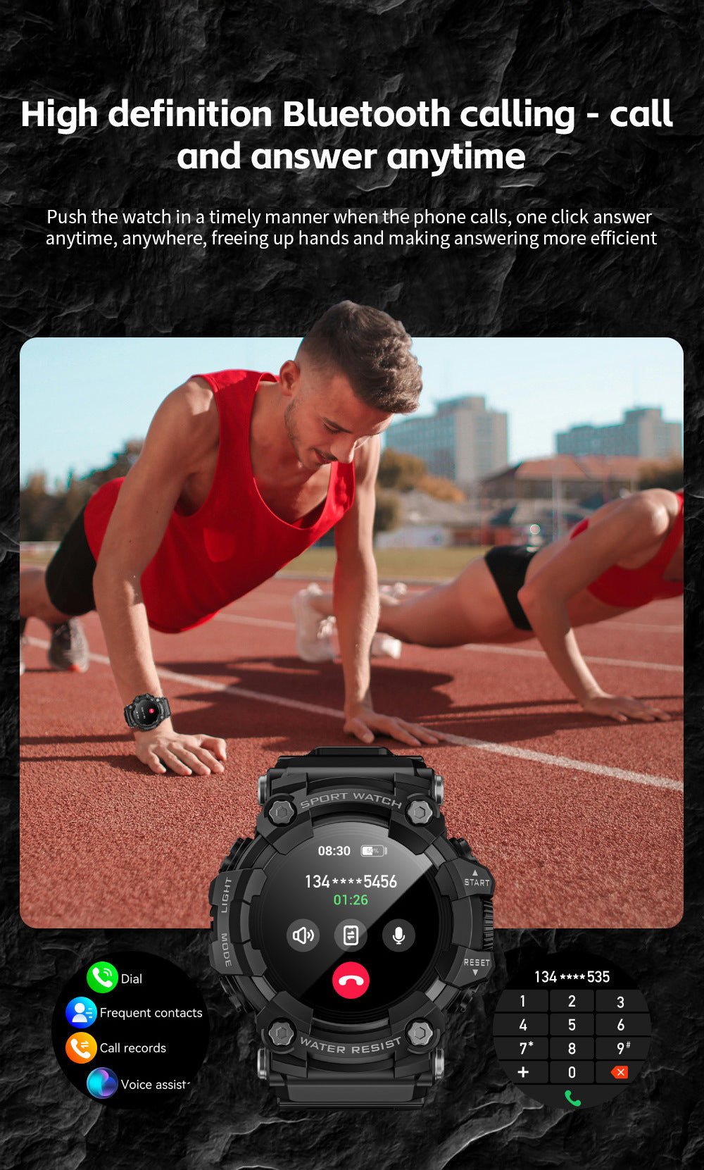 LOKMAT ATTACK GT Smart Watch Bluetooth Calling SOS Compass Out Door Health Monitoring