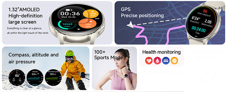 HT43 Smart Watch Bluetooth Calling GPS Sport Track Compass Outdoor Lady