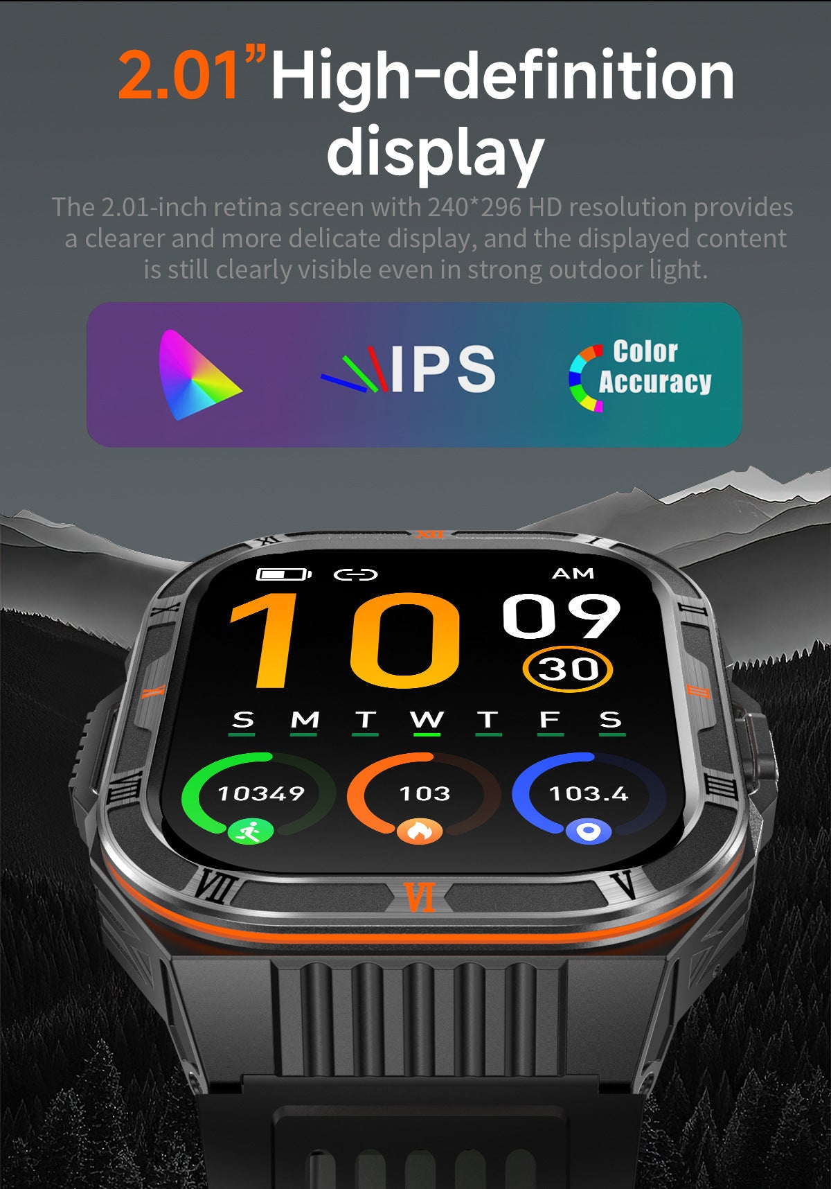 HT38 Smart Watch Bluetooth Calling Flashlight Compass Heart Rate Monitoring Outdoor Sport