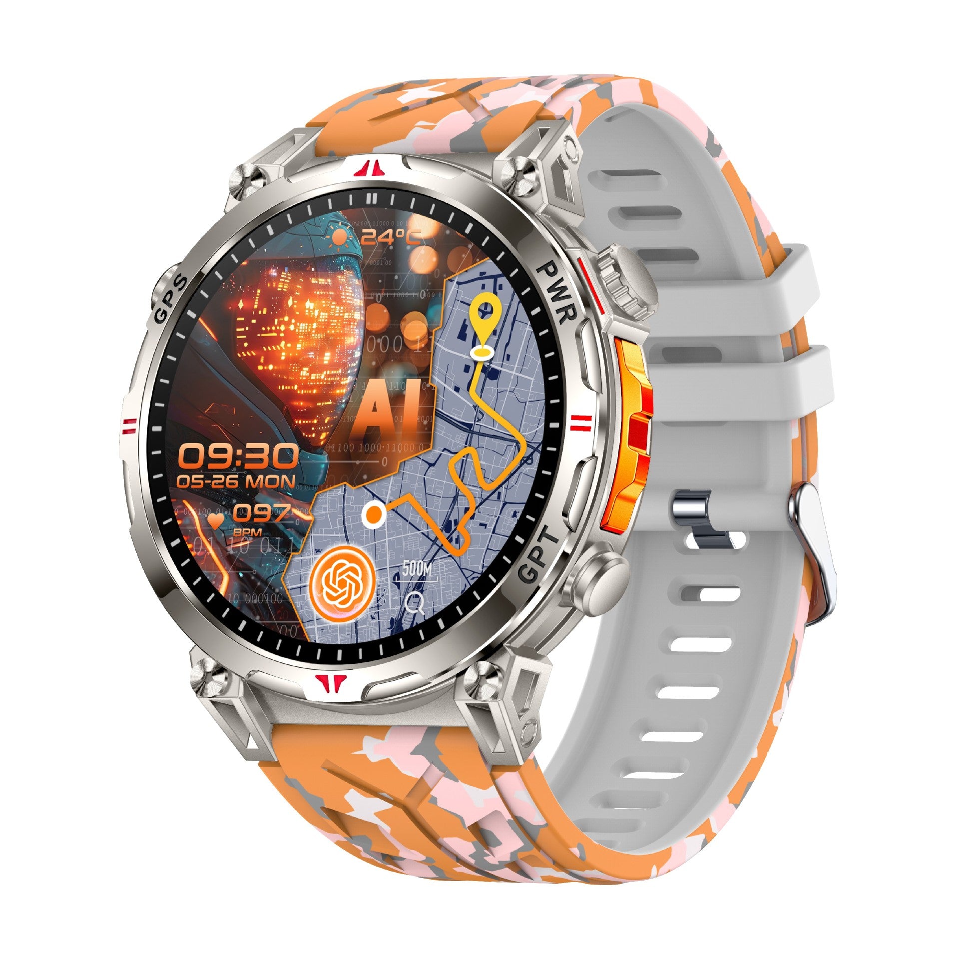 KC93 Smart Watch Heart Rate Blood Oxygen Compass Waterproof Bluetooth Calling GPS Positioning Sport