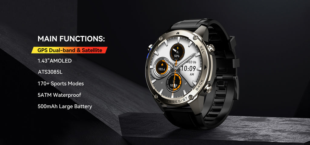 DM56 Smart Watch Bluetooth Calling Heart Rate Step Sleep Monitoring GPS Positioning Outdoor Three Prevention