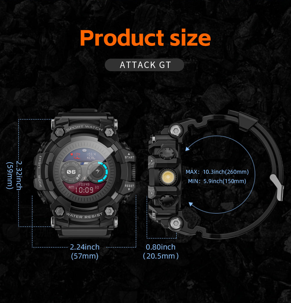 LOKMAT ATTACK GT Smart Watch Bluetooth Calling SOS Compass Out Door Health Monitoring