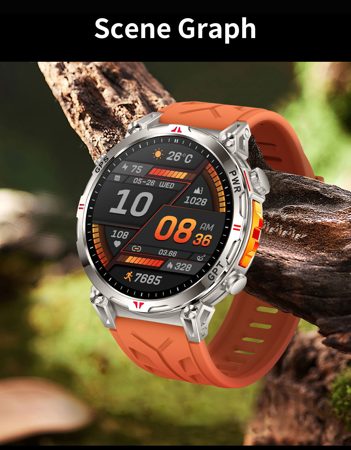 KC93 Smart Watch Heart Rate Blood Oxygen Compass Waterproof Bluetooth Calling GPS Positioning Sport