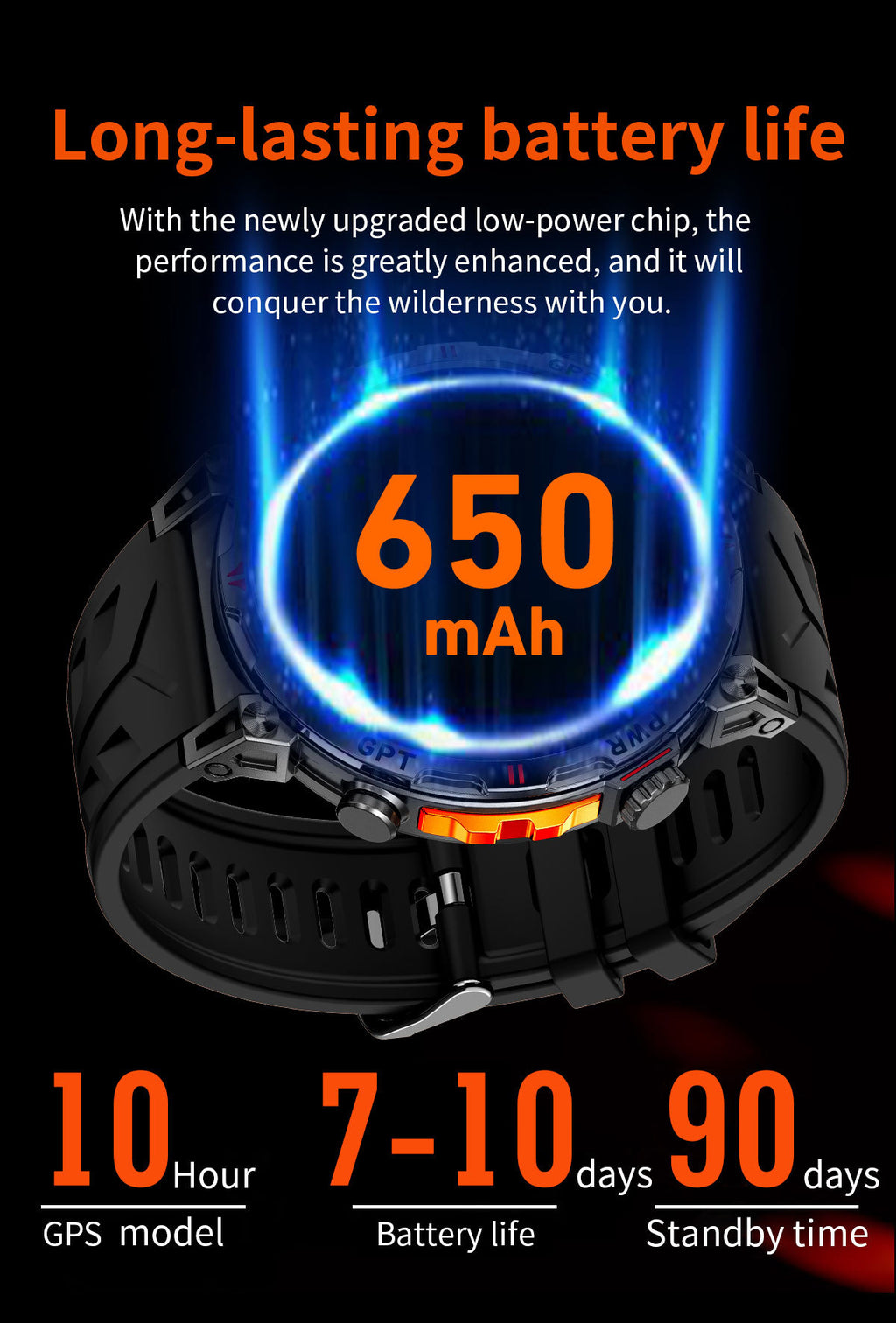 KC93 Smart Watch Heart Rate Blood Oxygen Compass Waterproof Bluetooth Calling GPS Positioning Sport