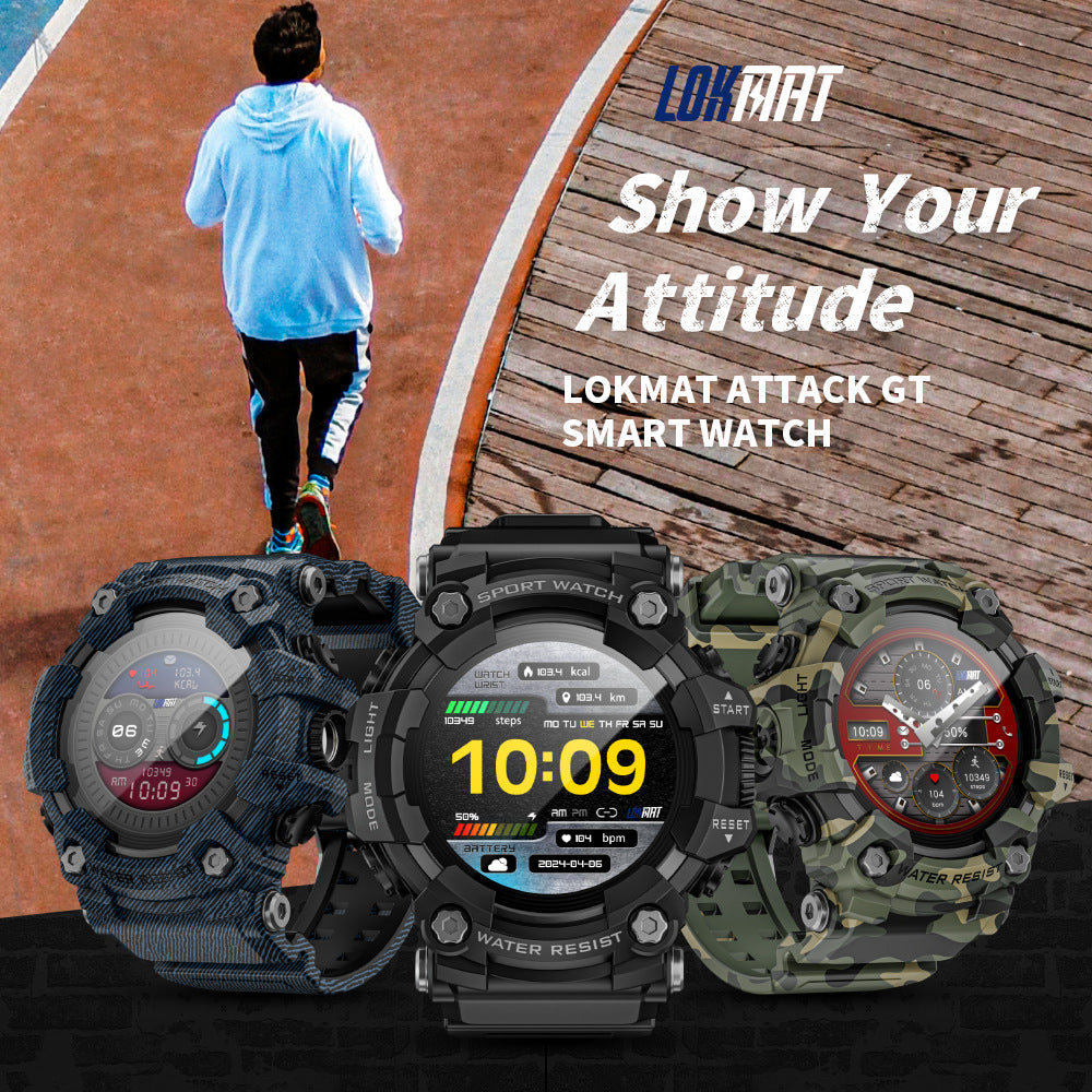 LOKMAT ATTACK GT Smart Watch Bluetooth Calling SOS Compass Out Door Health Monitoring