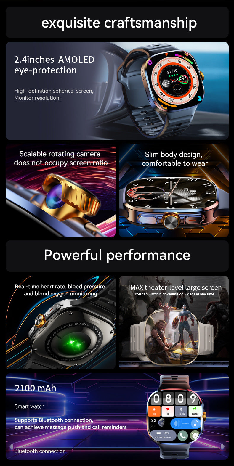 M99 Smart Watch 2.4" HD AMOLED 5G Card APP Downloading NFC Video Calling