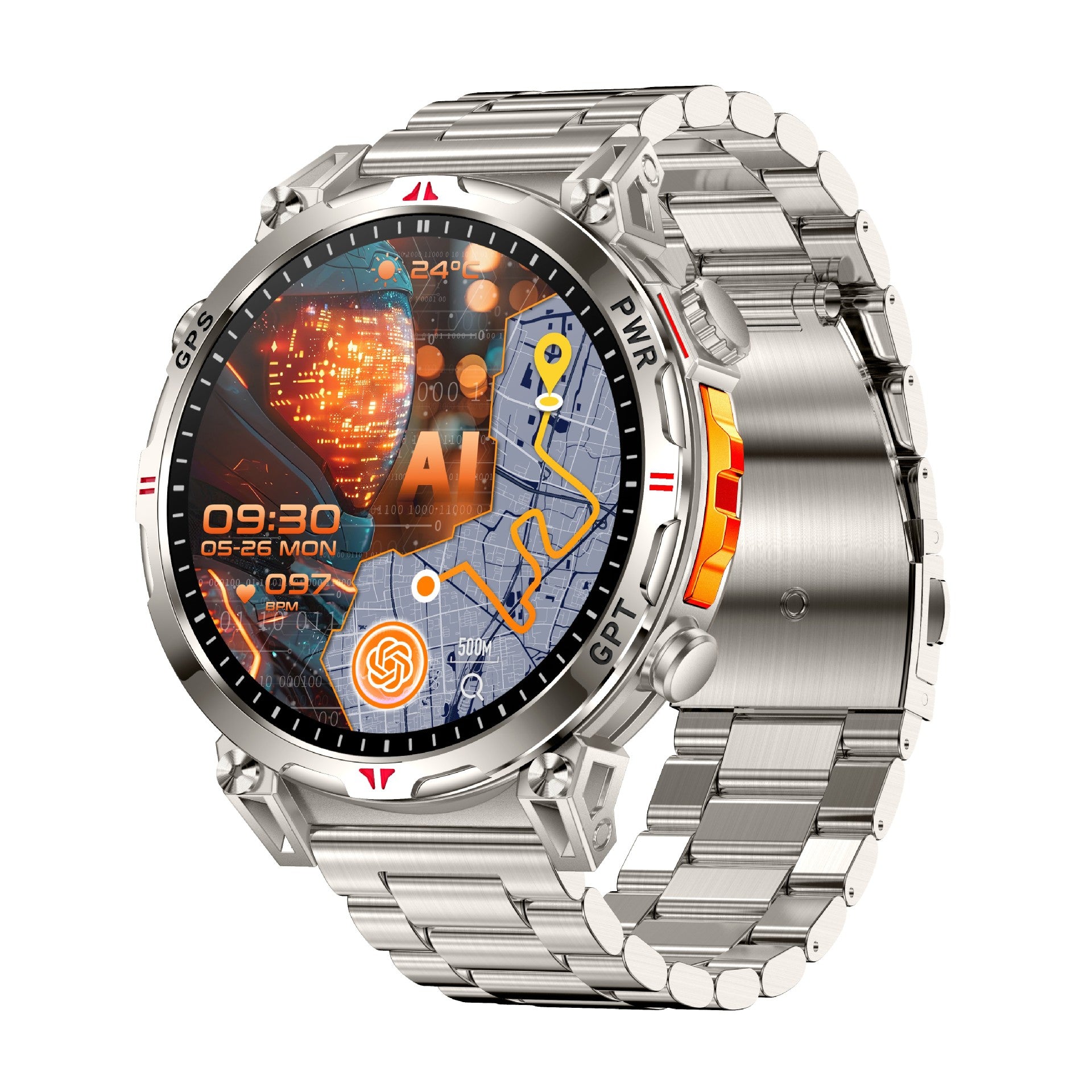 KC93 Smart Watch Heart Rate Blood Oxygen Compass Waterproof Bluetooth Calling GPS Positioning Sport