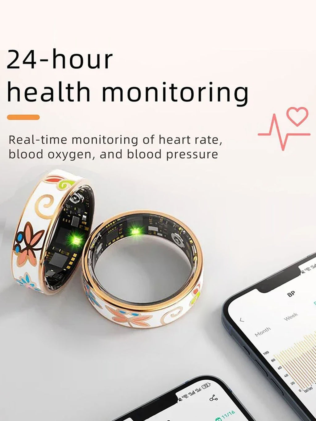 Colorful Smart Ring Sleep Health Monitoring Sport Step Counting Waterproof
