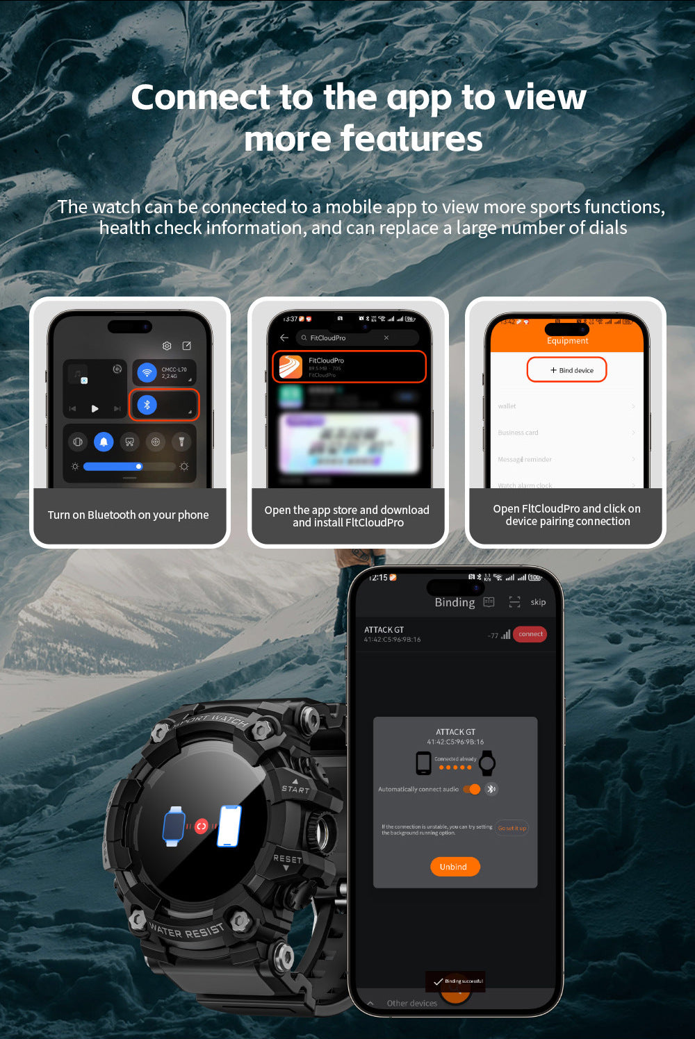 LOKMAT ATTACK GT Smart Watch Bluetooth Calling SOS Compass Out Door Health Monitoring