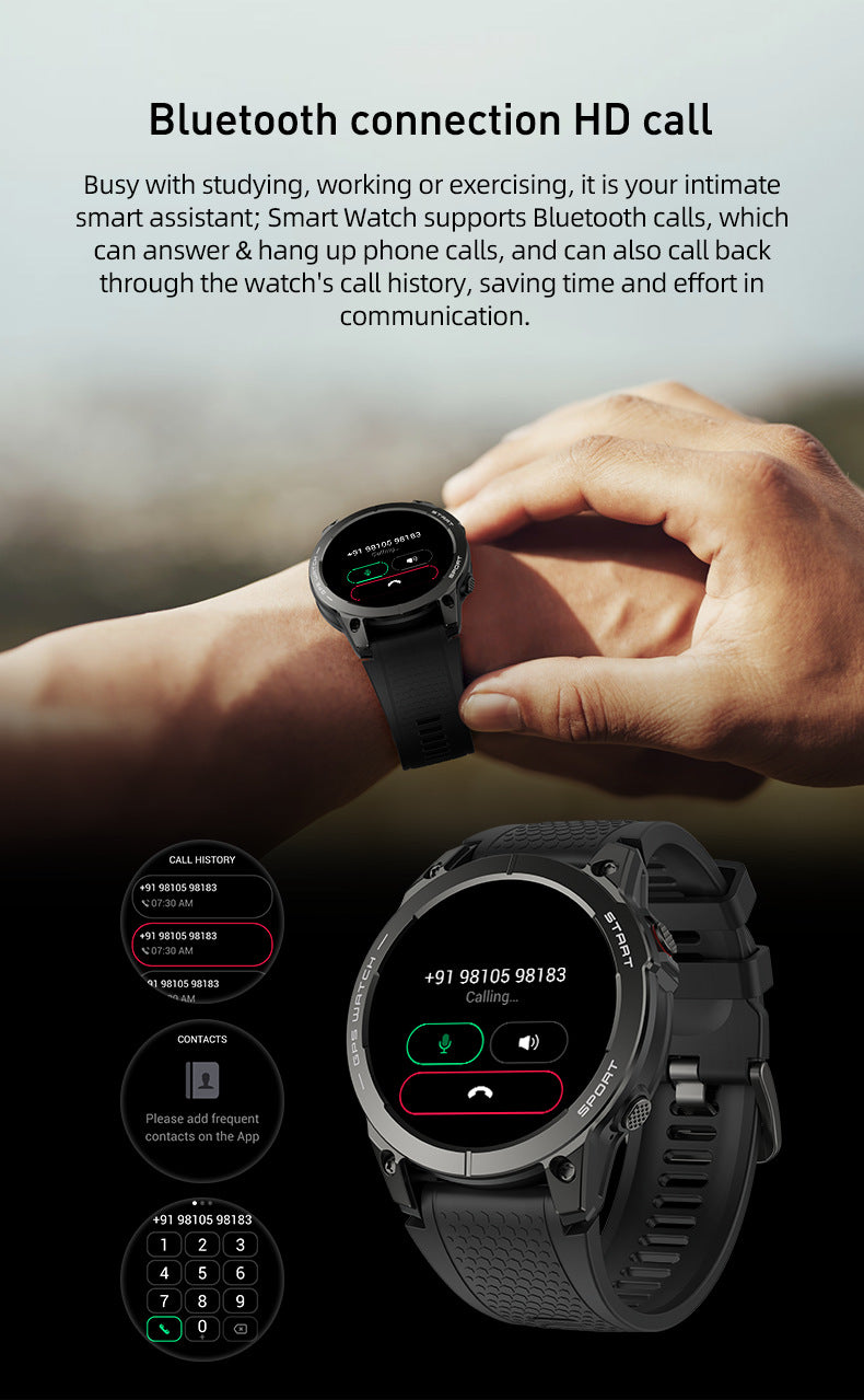 S53 Smart Watch 1.43" Bluetooth Calling Heart Rate Step Counting Sleep GPS Positioning Three Prevention Sport
