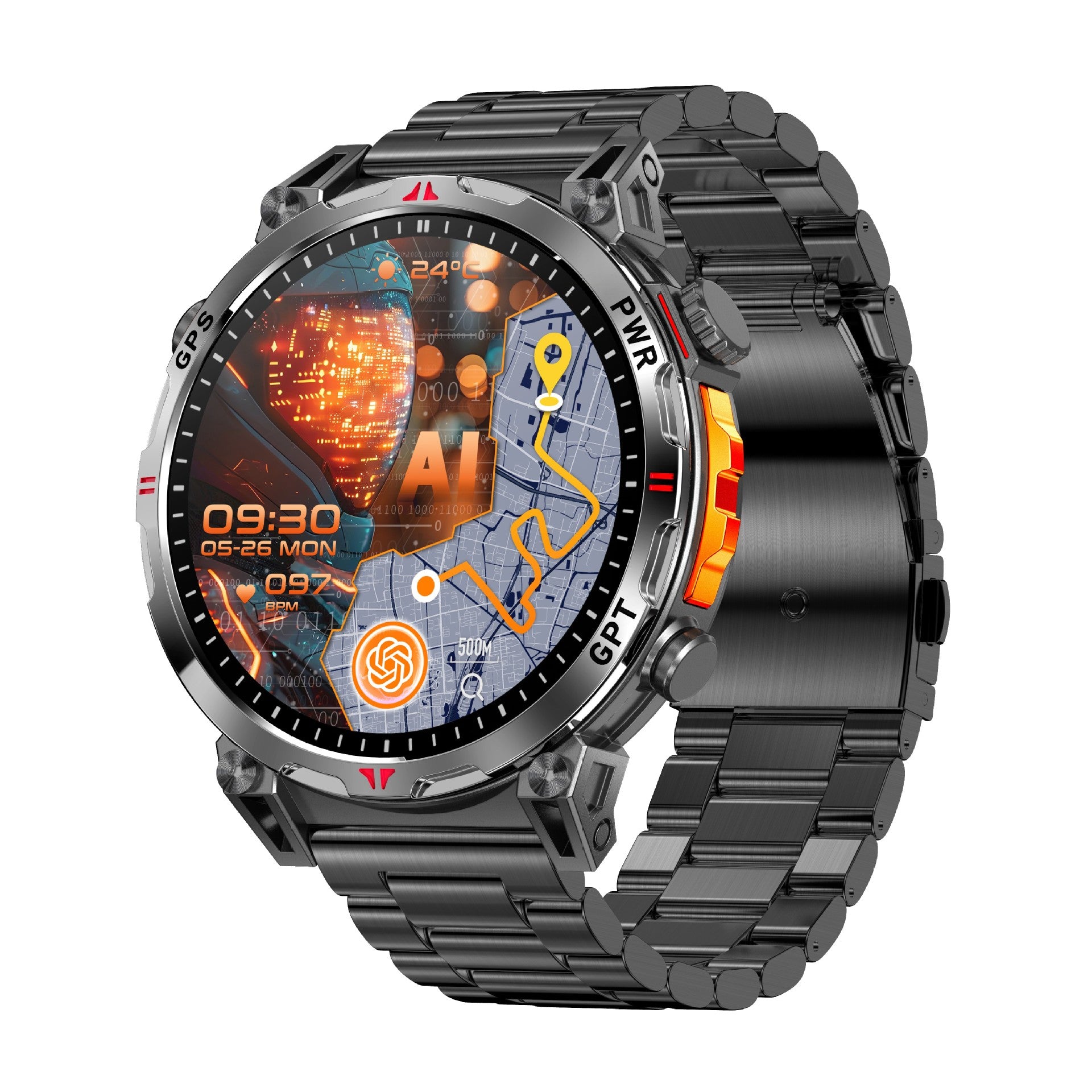 KC93 Smart Watch Heart Rate Blood Oxygen Compass Waterproof Bluetooth Calling GPS Positioning Sport