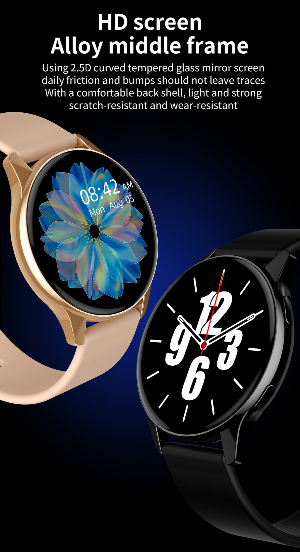 T2 Pro Smart Watch Round Screen Bluetooth Calling Message Notification Sport Record Male/Female