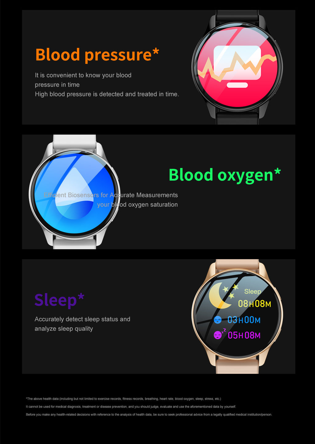T2 Pro Smart Watch Round Screen Bluetooth Calling Message Notification Sport Record Male/Female
