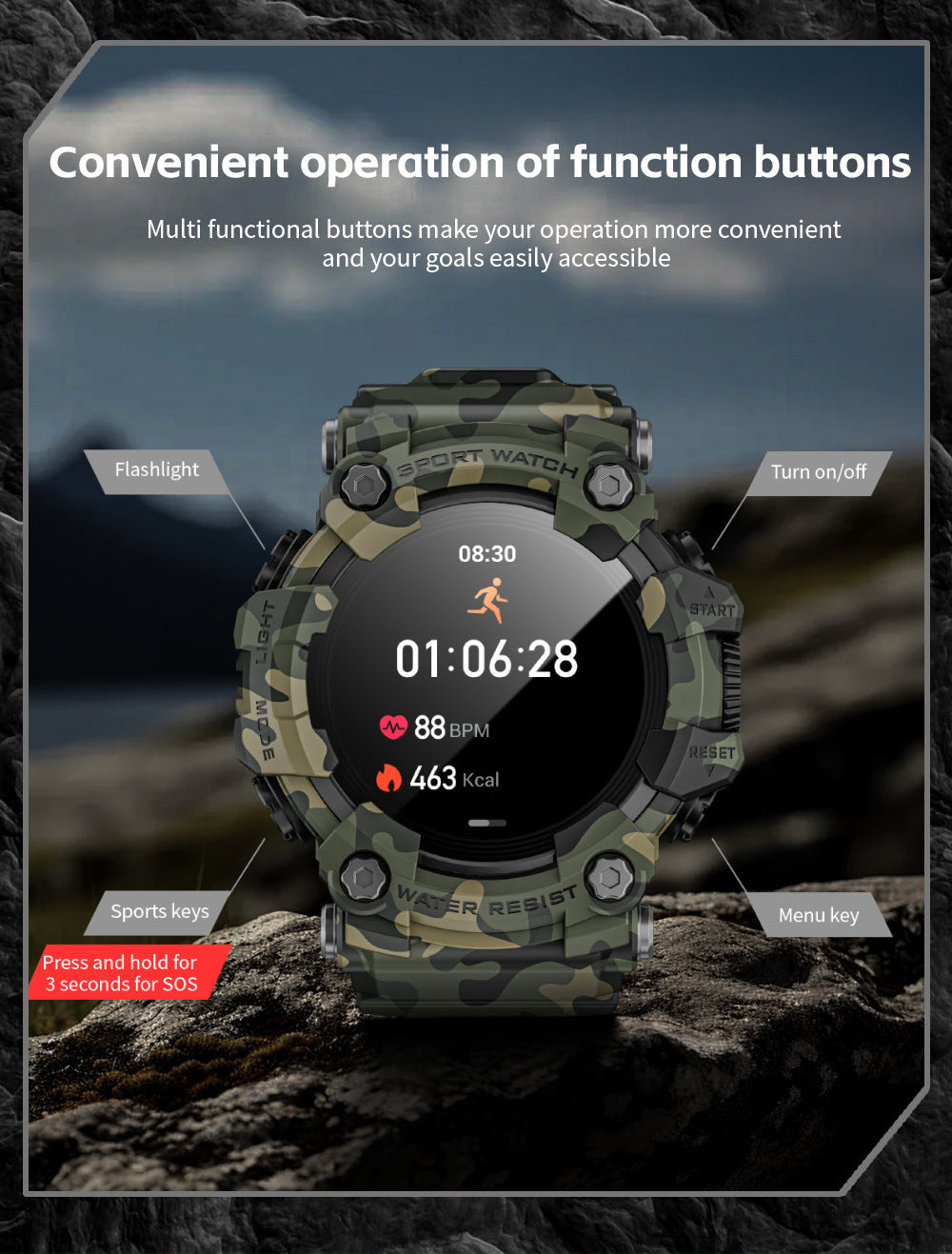 LOKMAT ATTACK GT Smart Watch Bluetooth Calling SOS Compass Out Door Health Monitoring