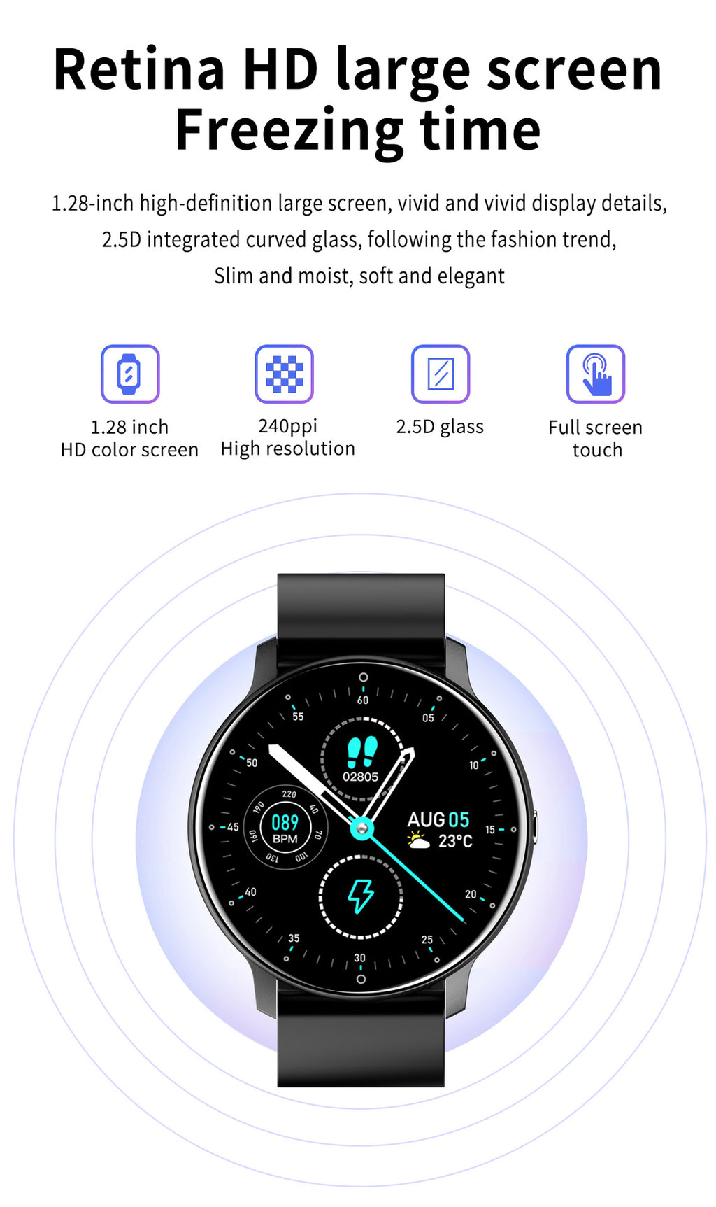 ZL02 Smart Watch  HD Heart Rate Blood Pressure Blood Oxygen IP67