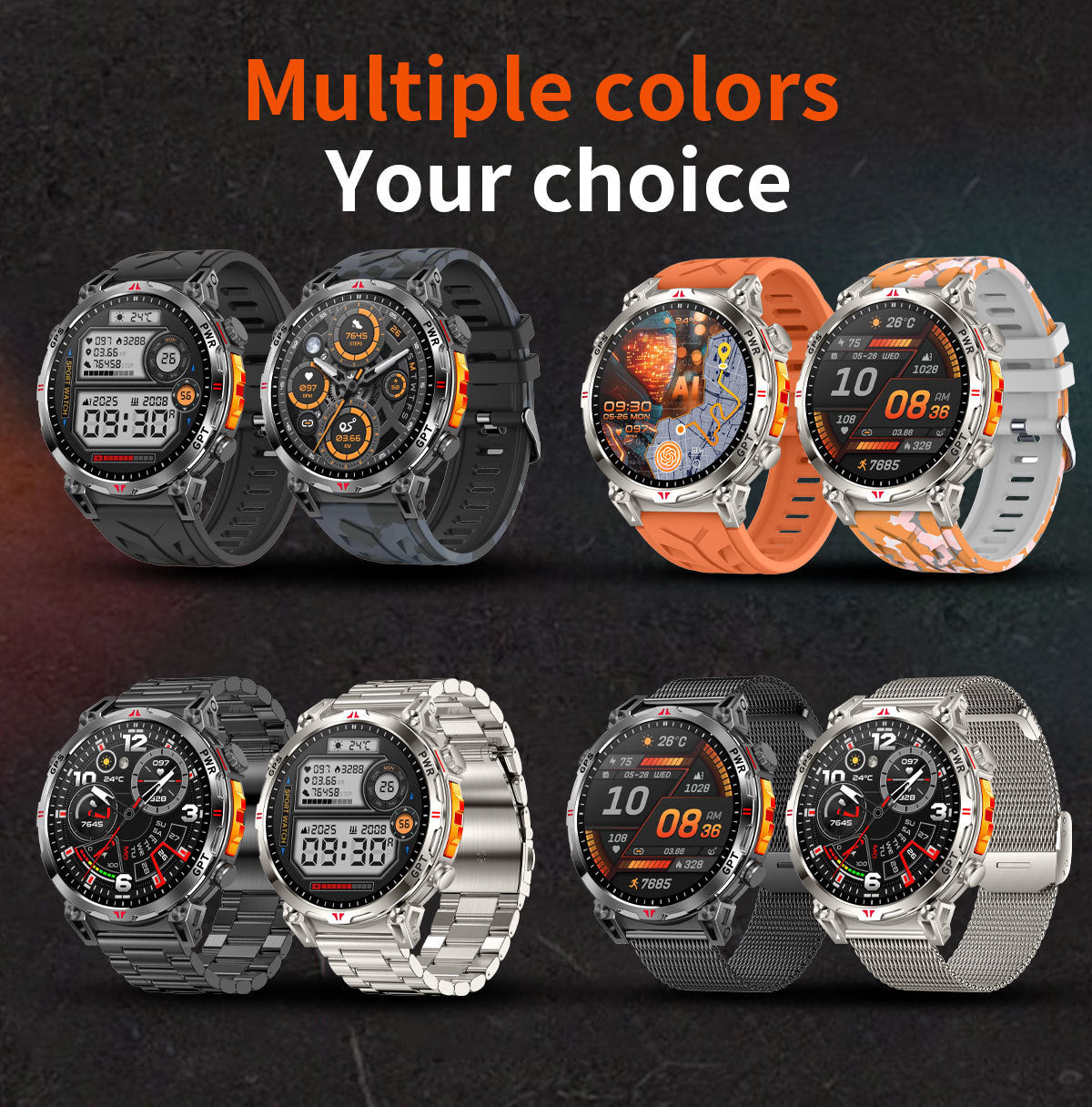 KC93 Smart Watch Heart Rate Blood Oxygen Compass Waterproof Bluetooth Calling GPS Positioning Sport