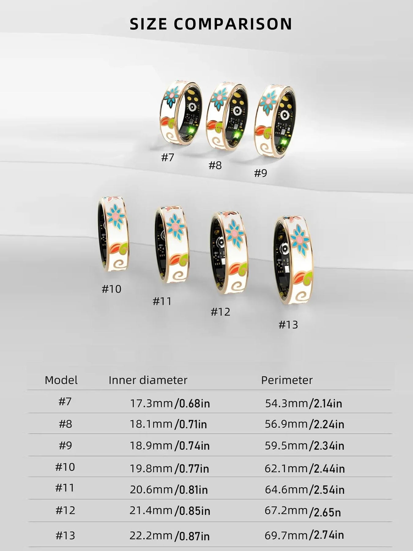 Colorful Smart Ring Sleep Health Monitoring Sport Step Counting Waterproof