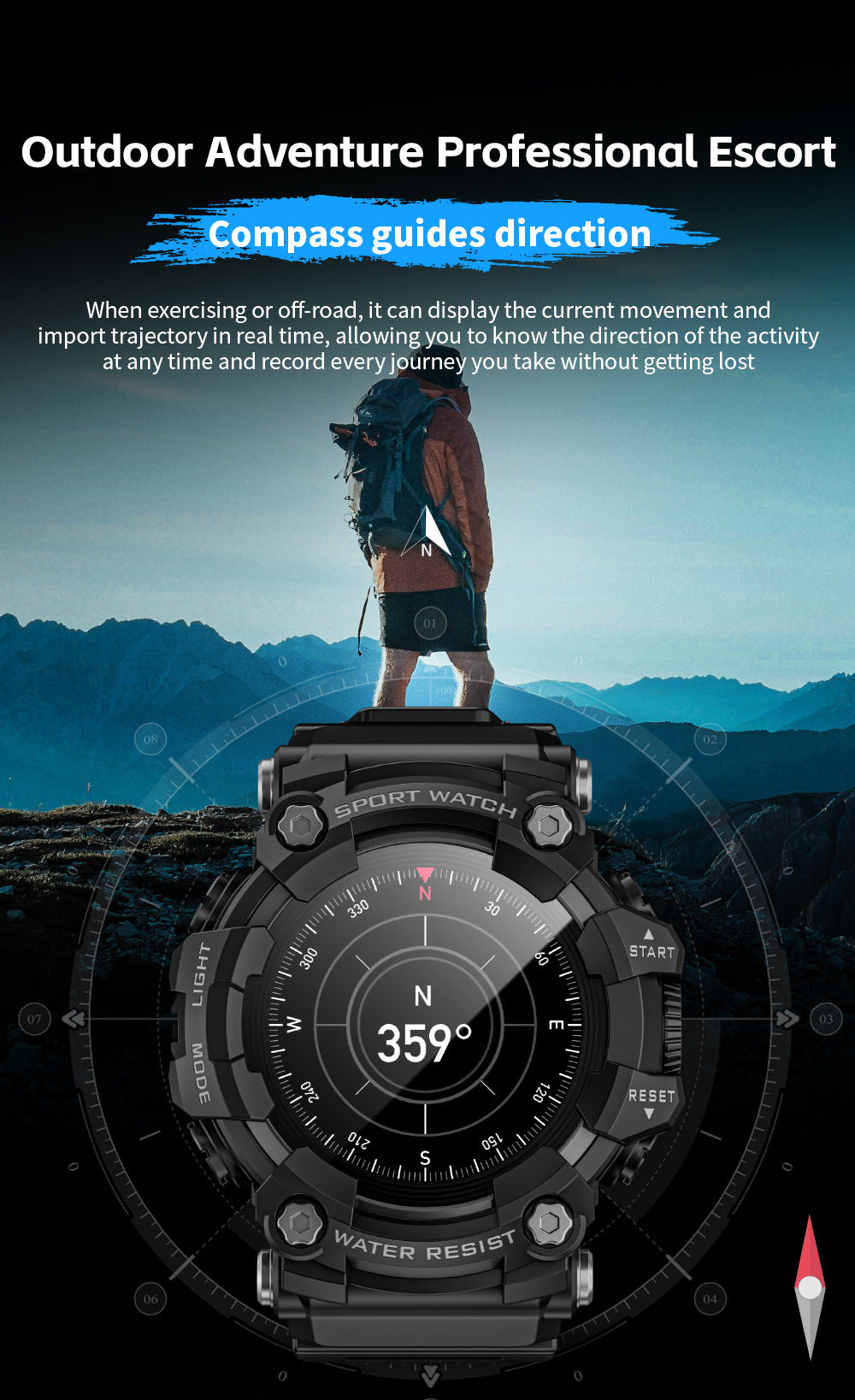 LOKMAT ATTACK GT Smart Watch Bluetooth Calling SOS Compass Out Door Health Monitoring