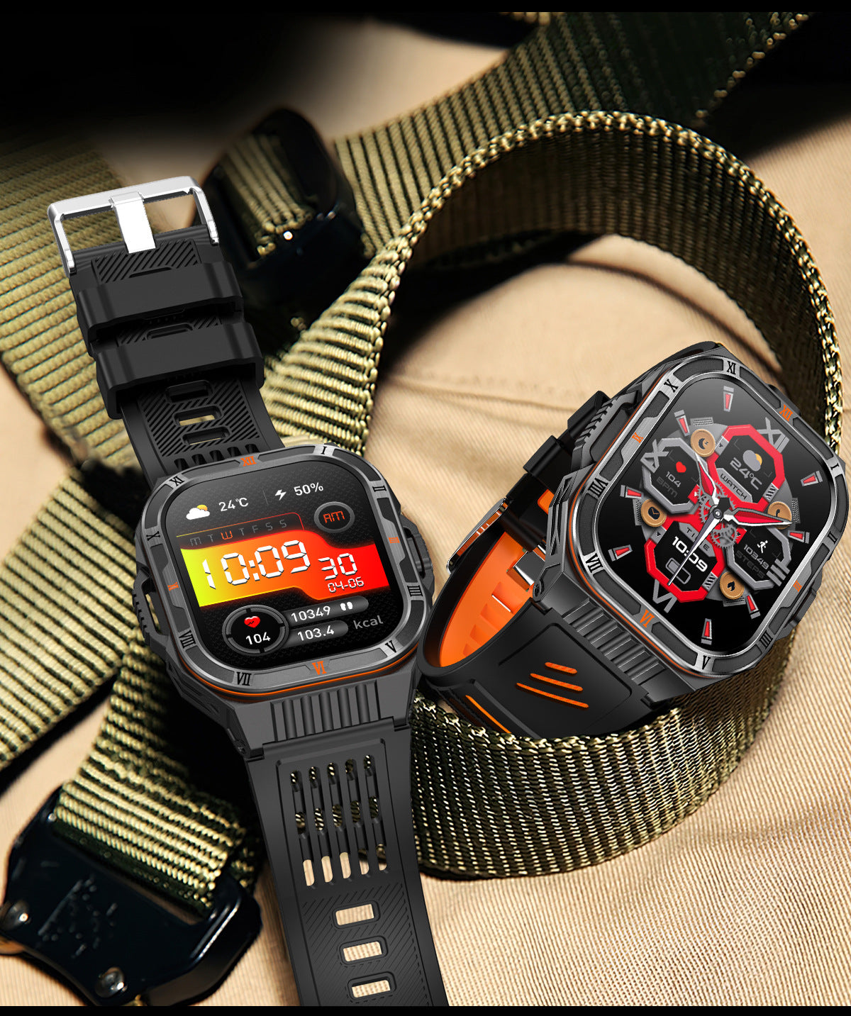 HT38 Smart Watch Bluetooth Calling Flashlight Compass Heart Rate Monitoring Outdoor Sport