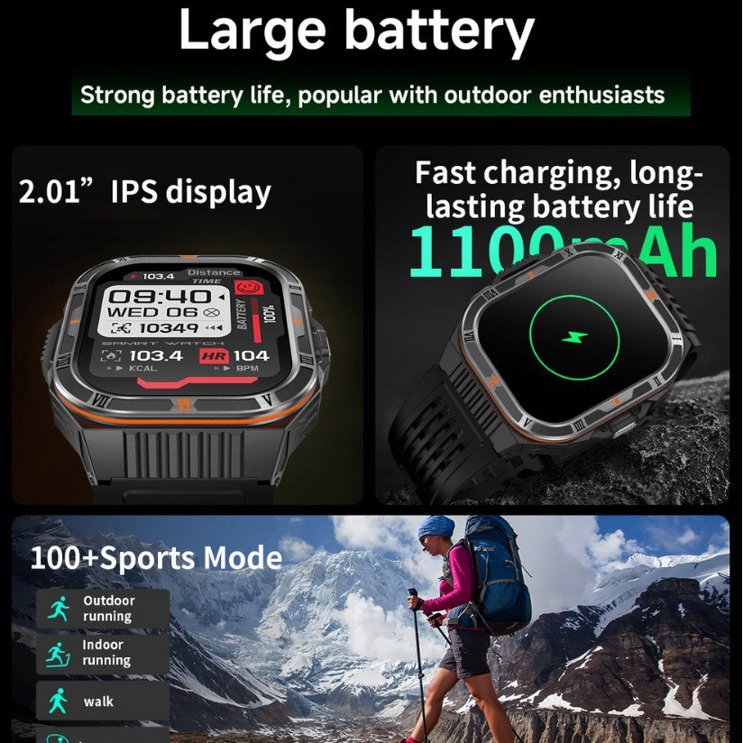 HT38 Smart Watch Bluetooth Calling Flashlight Compass Heart Rate Monitoring Outdoor Sport