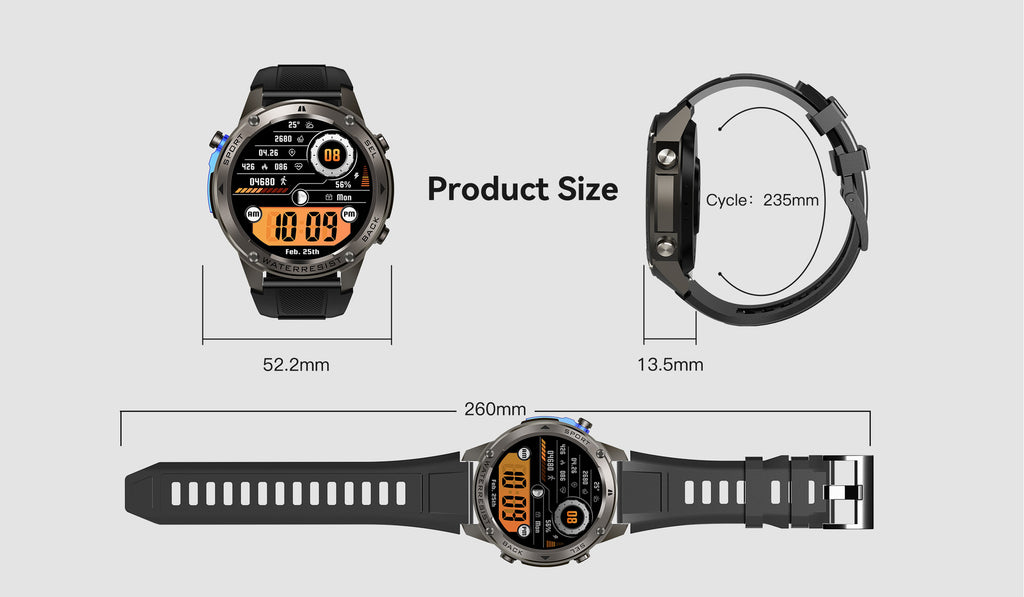 DM56 Smart Watch Bluetooth Calling Heart Rate Step Sleep Monitoring GPS Positioning Outdoor Three Prevention