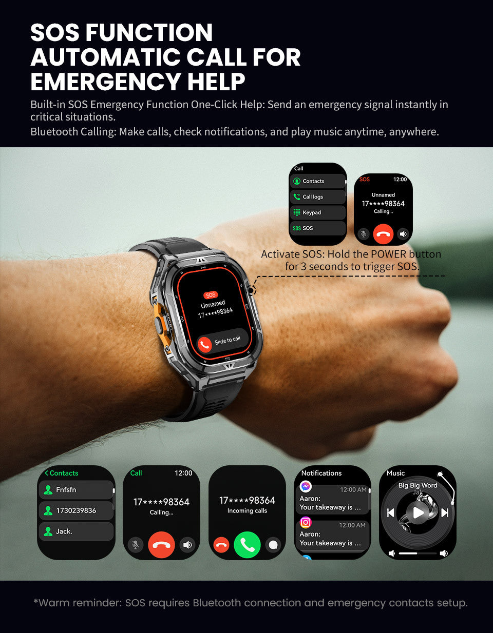 X5 Smart Watch Bluetooth Calling Heart Rate Step Counting Sleep Monitoring Waterproof GPS Positioning Three Prevention